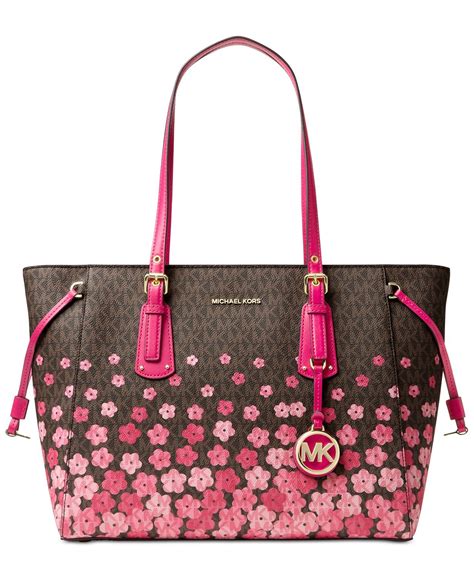 michael kors yellow tote with flowers|michael kors large pink tote.